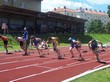 Finále B na 100 m - zleva v modrém Hlaváček, Kuklík a Ksandr
